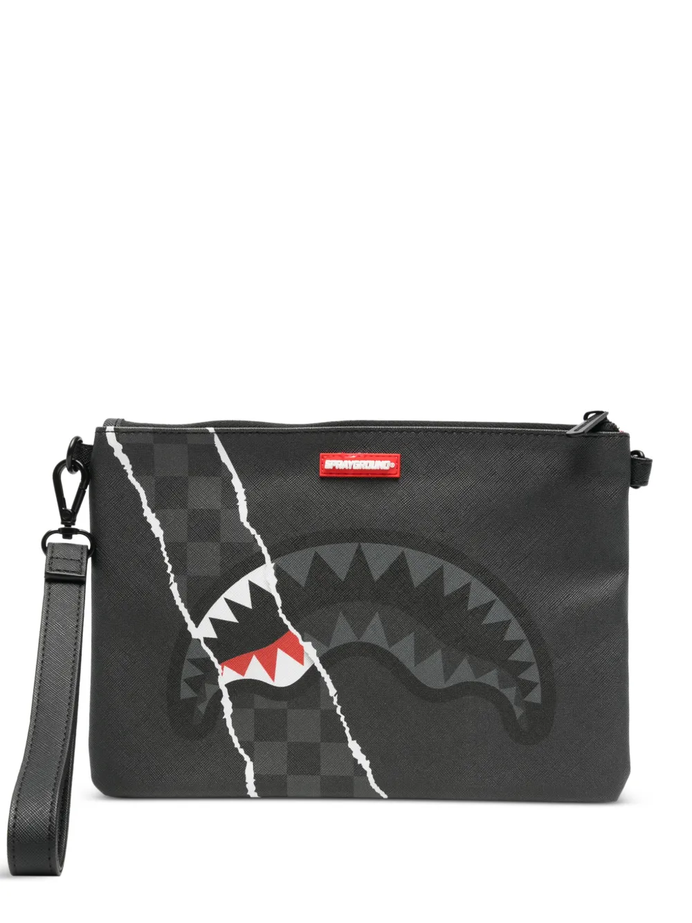 Sprayground Shark Central checkered clutch bag - Grigio