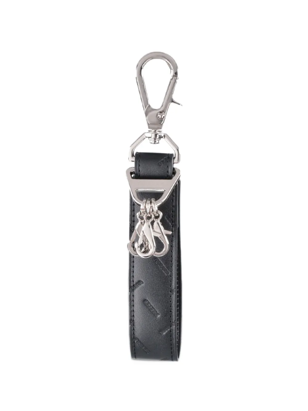 Porter-Yoshida & Co. logo-embossed leather keychain Zwart