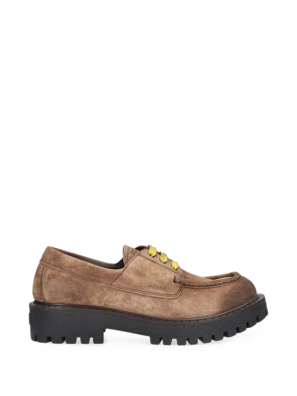 Prada Gewachste Schnürschuhe aus Wildleder - Braun