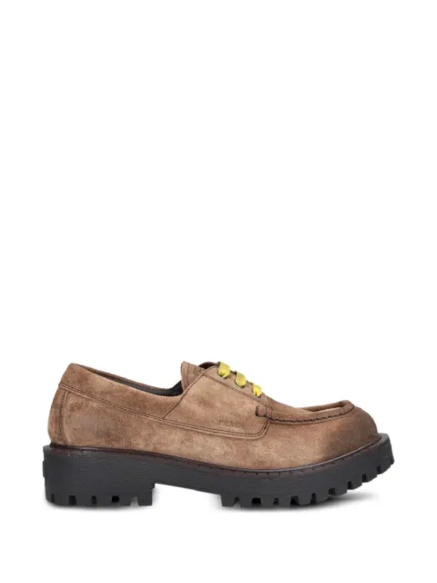 Prada waxed suede lace-up shoes