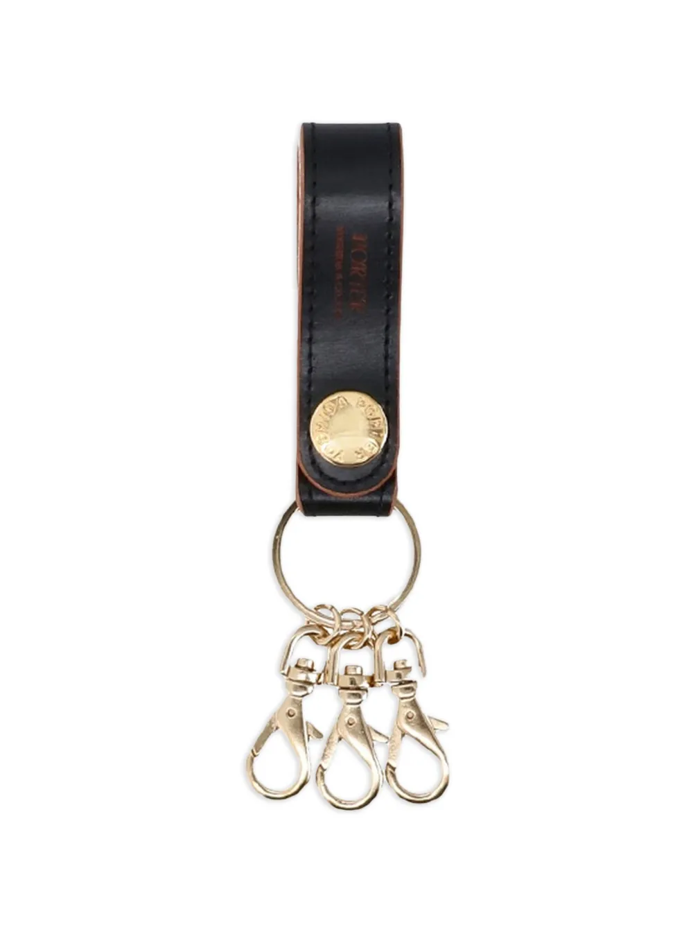 Porter-Yoshida & Co. logo-engraved leather keyrings Zwart