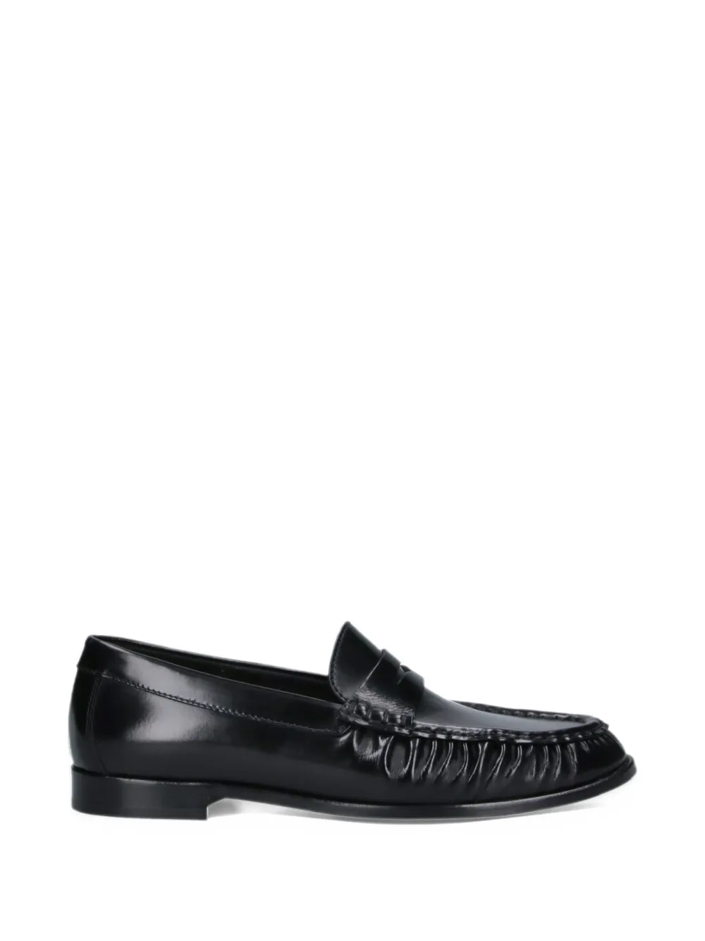 POEVE gathered-detail leather loafers - Nero