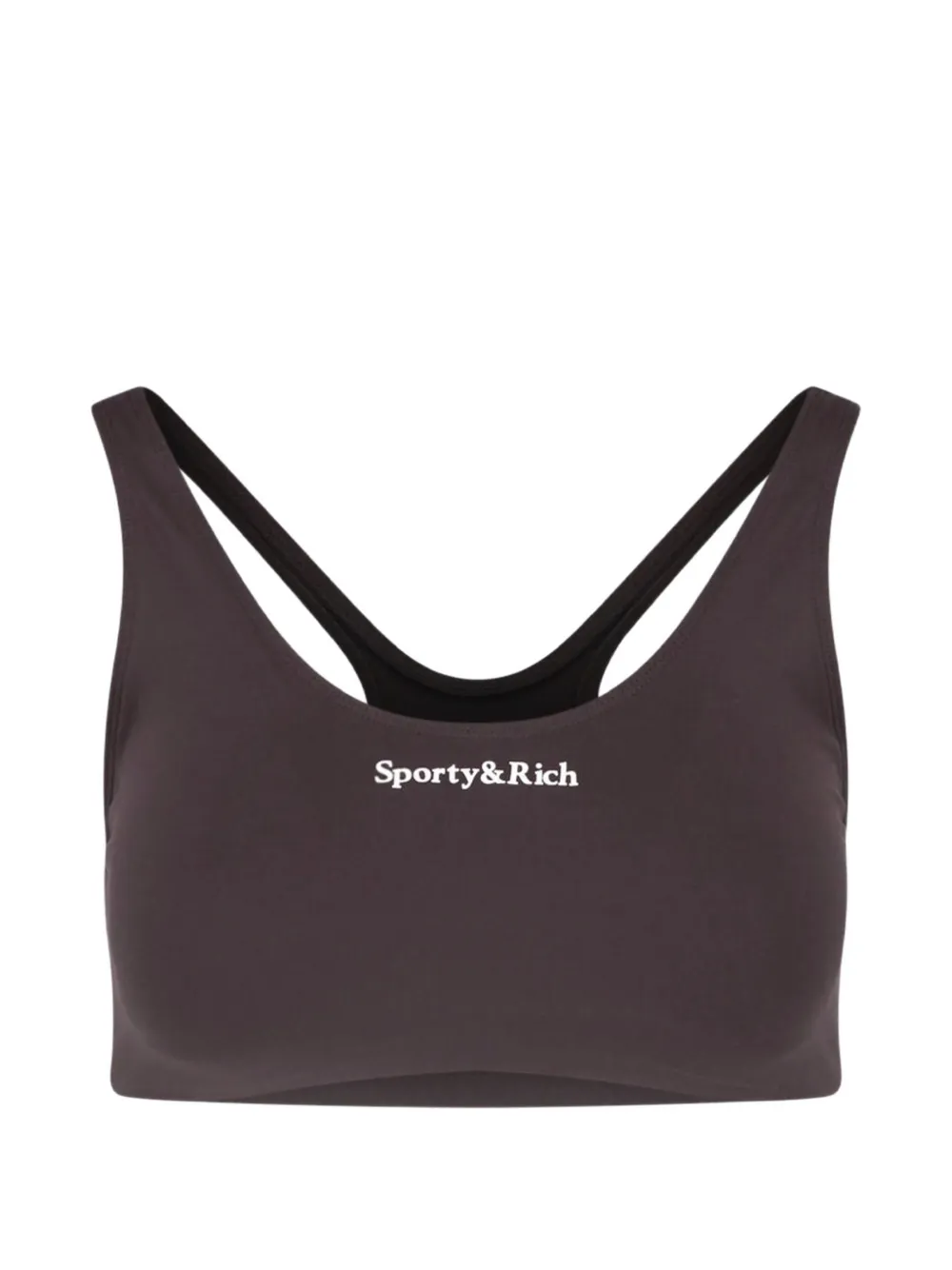 Sporty & Rich logo-print racerback sports bra - Marrone