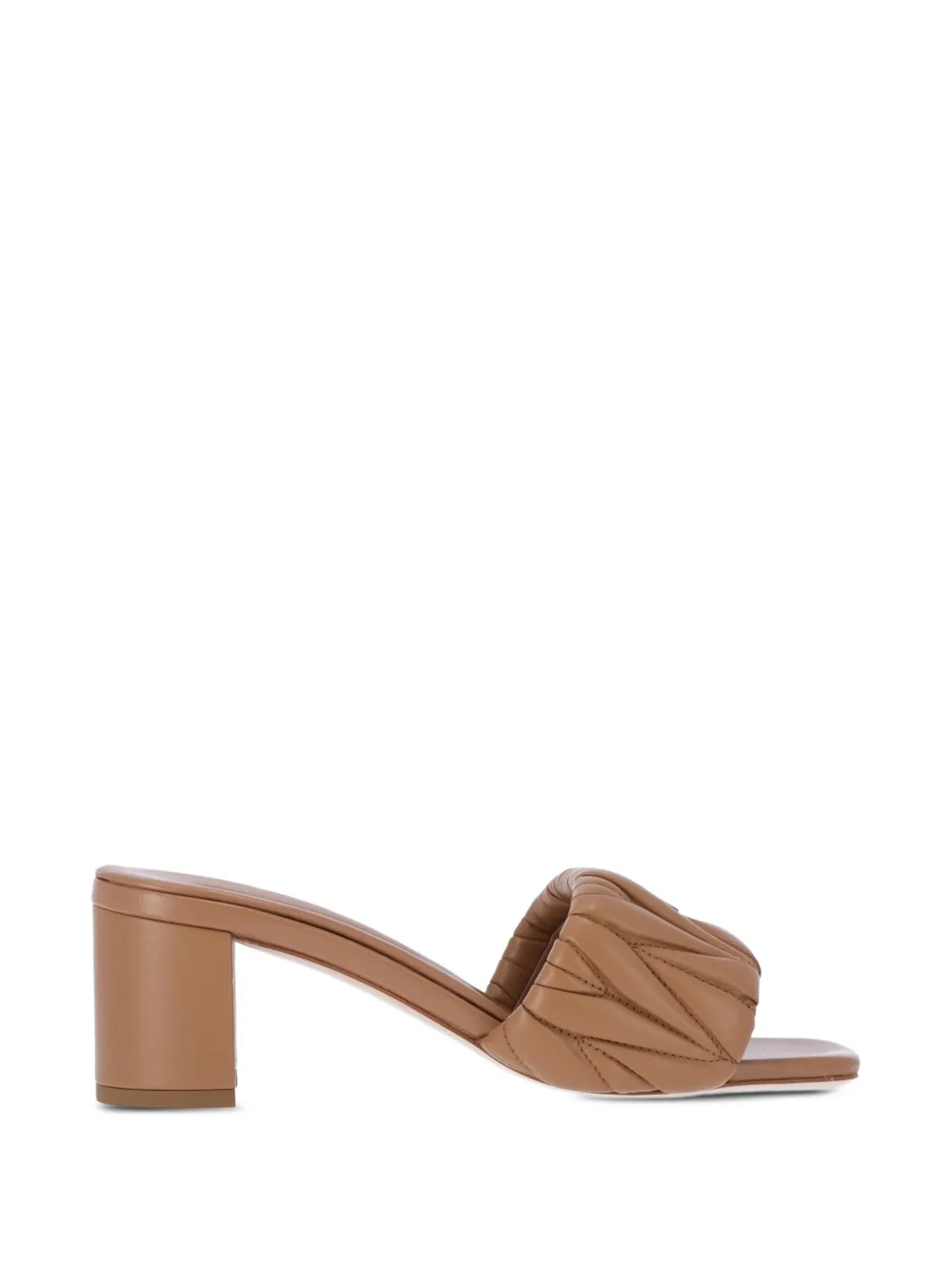 Miu Miu Matelassé nappa leather slides - Marrone