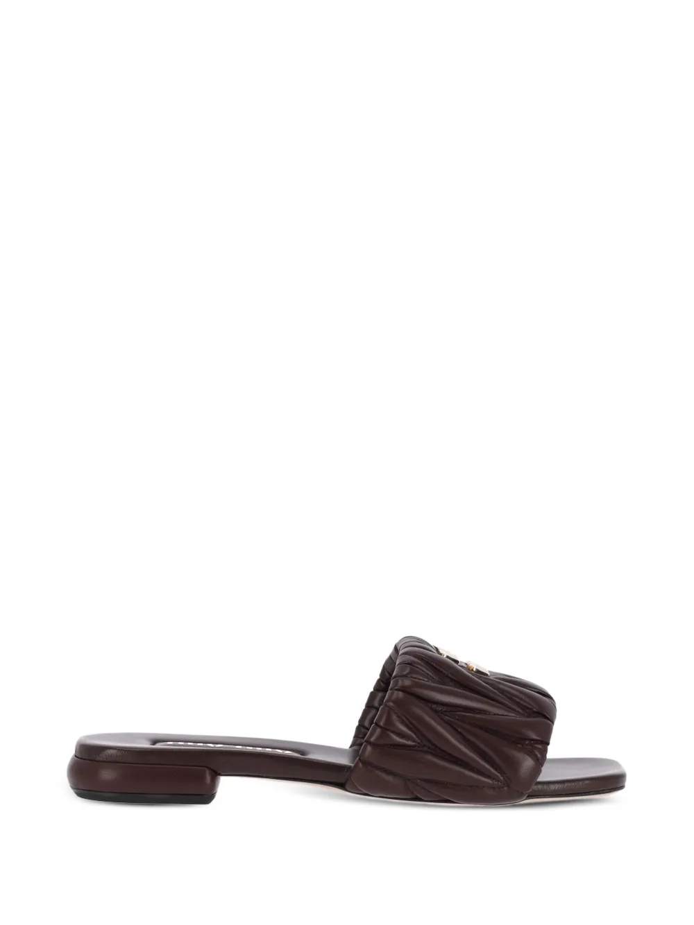 Miu Miu claquettes matelassées en cuir nappa - Marron