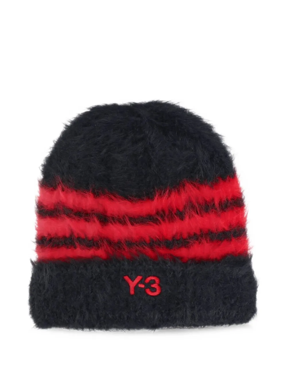 Y-3 x Yohji Yamamoto logo-embroidered striped beanie hat - Noir