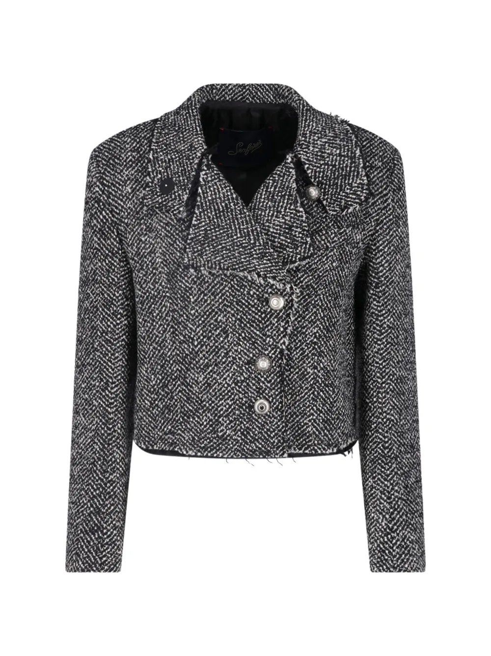 Seafarer herringbone-pattern frayed jacket