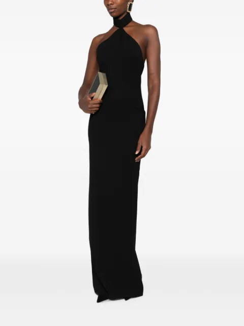 The New Arrivals Ilkyaz Ozel Kailash halterneck back-slit maxi dress