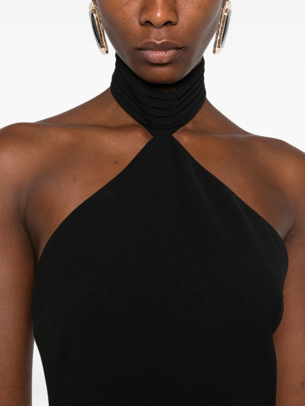 The New Arrivals Ilkyaz Ozel Kailash maxi-jurk met halternek en split Zwart