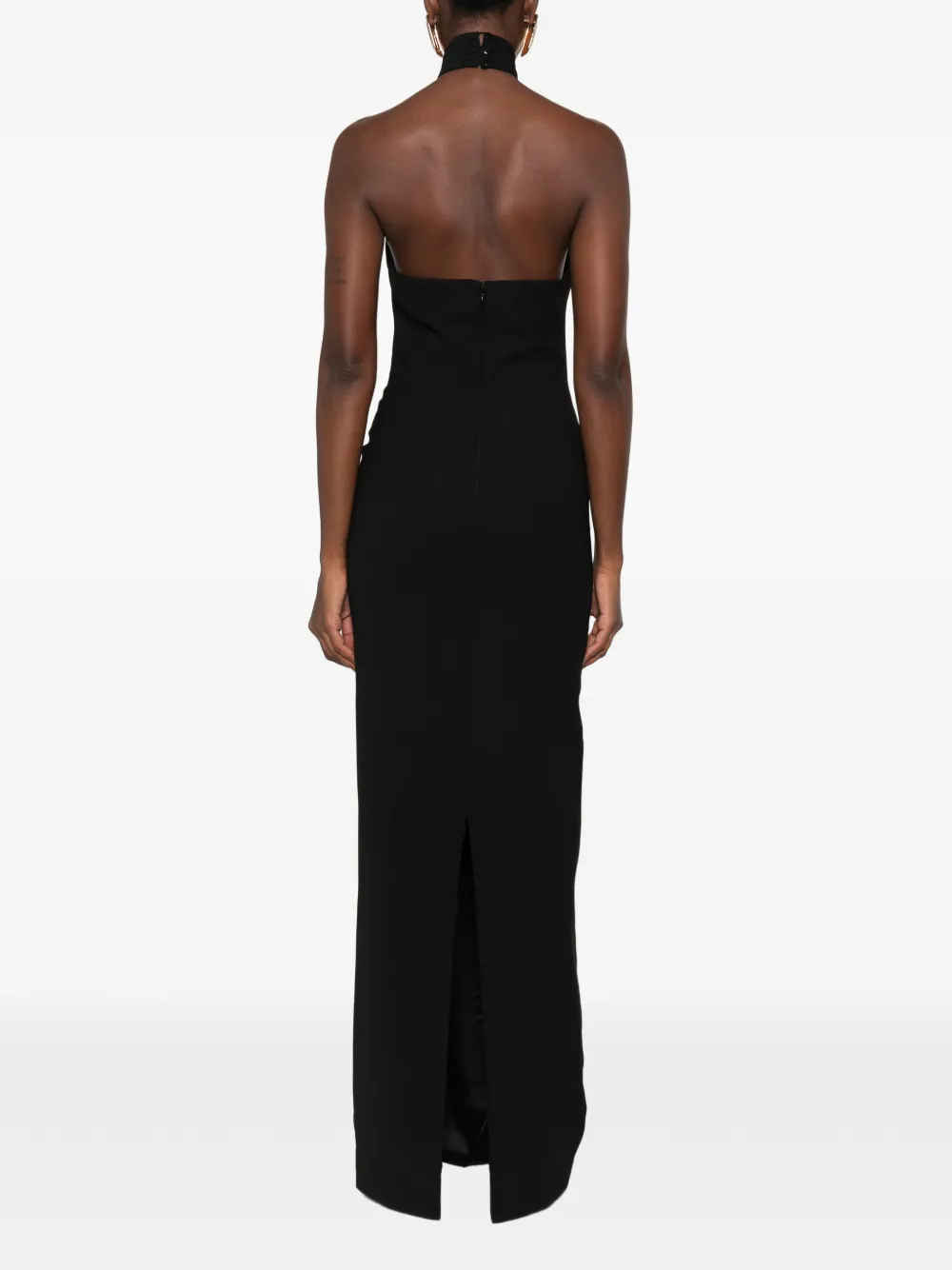The New Arrivals Ilkyaz Ozel Kailash maxi-jurk met halternek en split Zwart