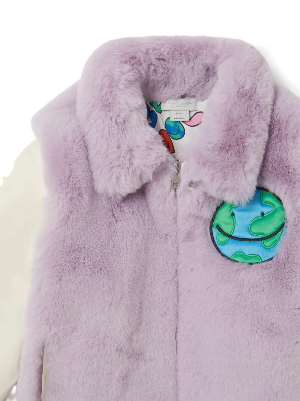 Stella McCartney Kids Jack met imitatiebont en geborduurde print Paars