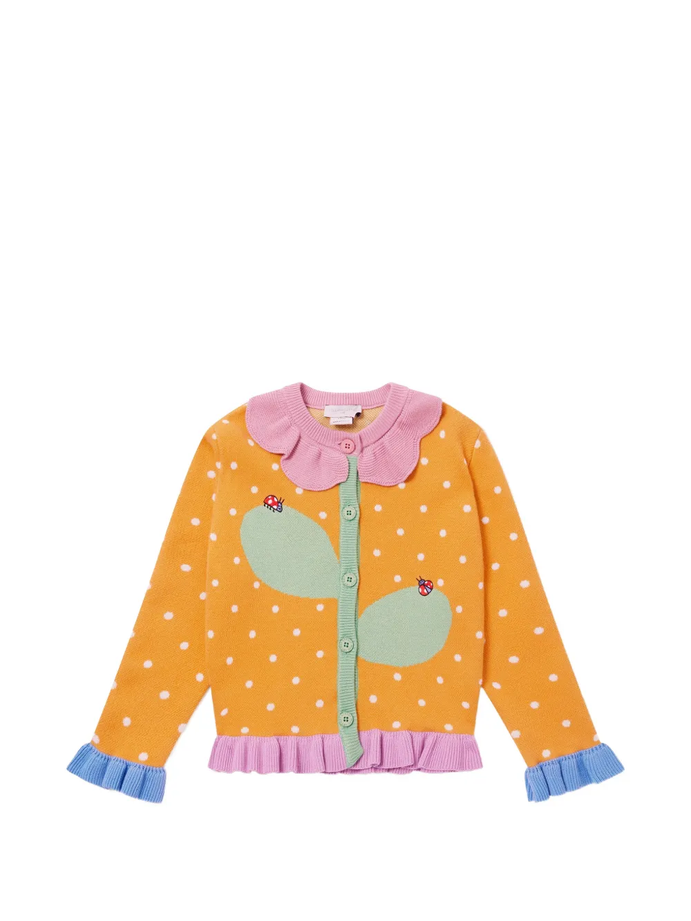 Stella McCartney Kids polka-dot ruffled cardigan - Arancione