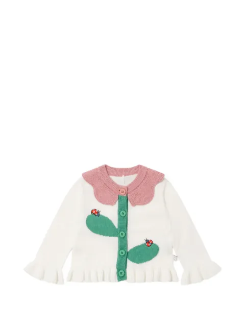Stella McCartney Kids ladybird-embroidered ruffled cardigan