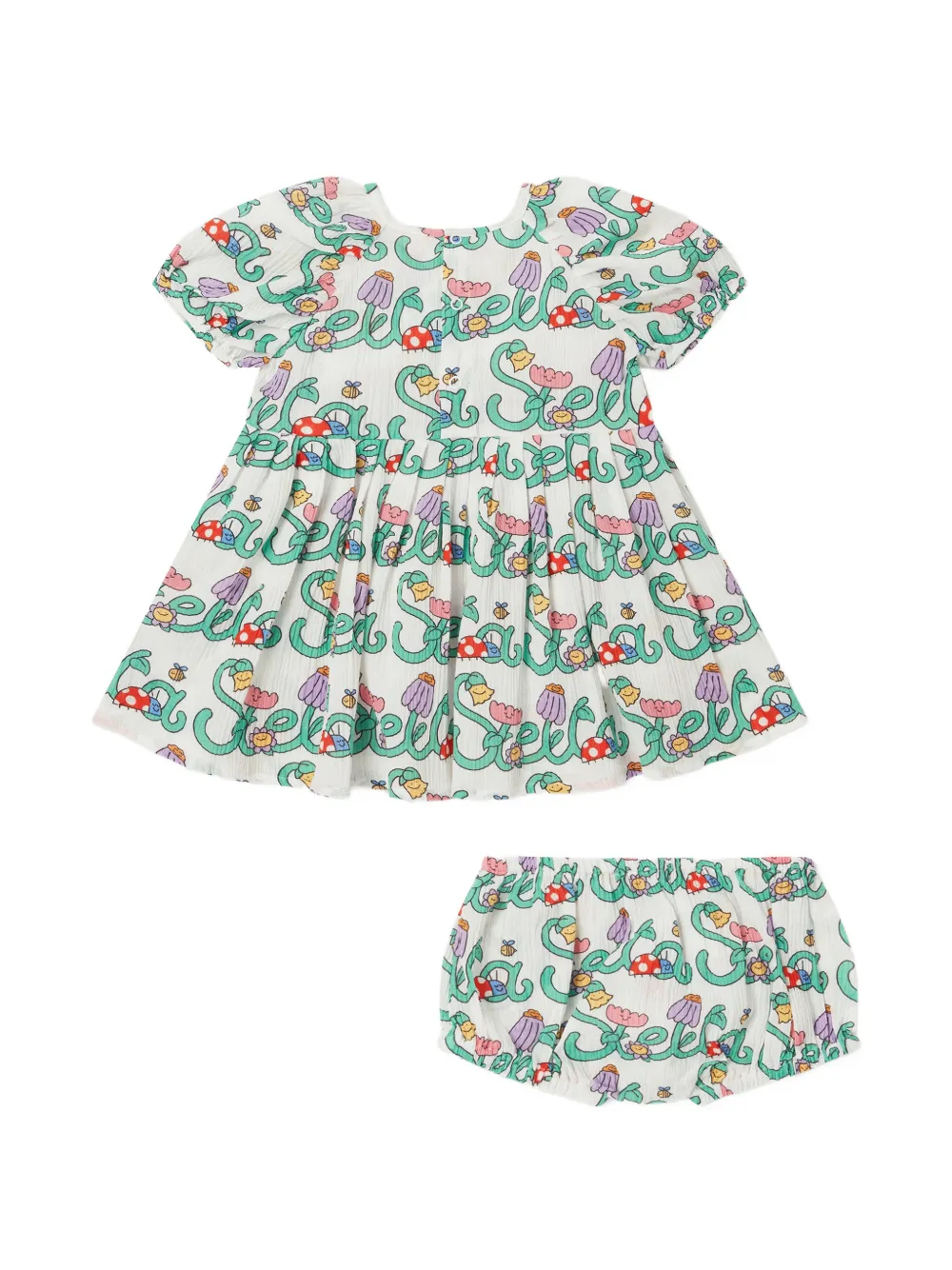 Stella McCartney Kids Flared logoprinten broekje en jurkset Wit