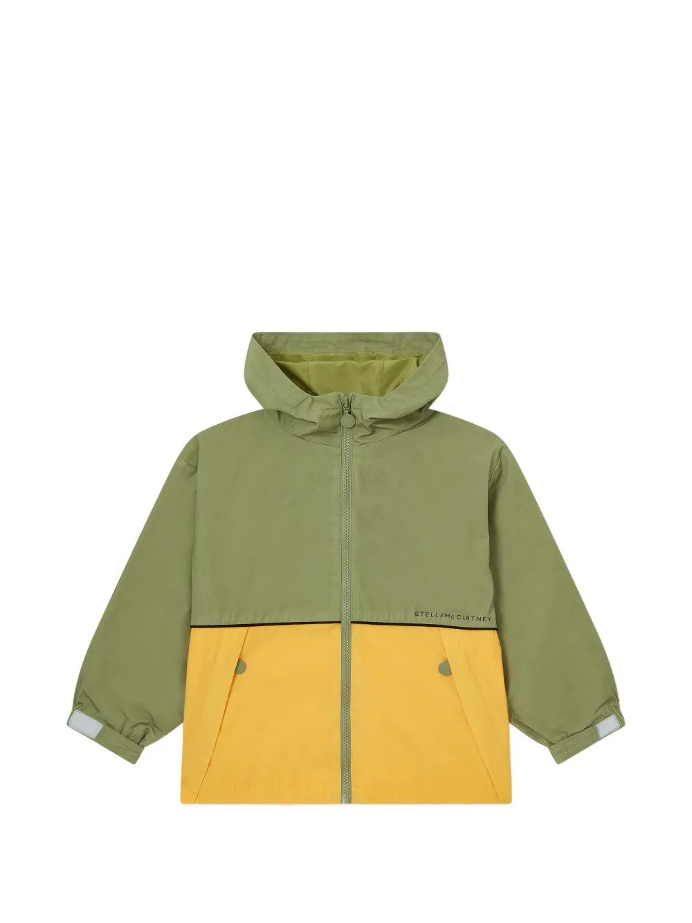 Stella McCartney Kids colour-block hooded raincoat - Verde