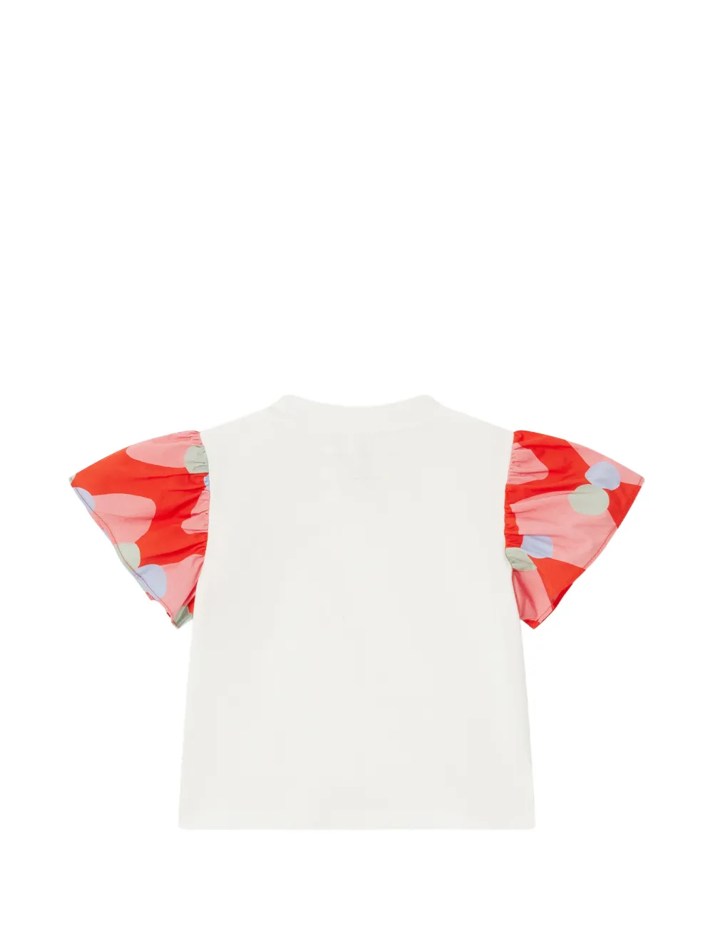 Stella McCartney Kids abstract-print ruffled-sleeve T-shirt Wit