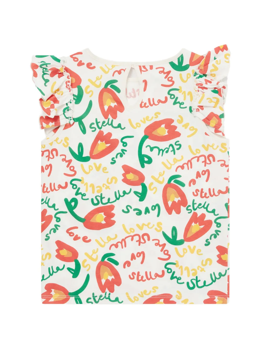 Stella McCartney Kids T-shirt met bloemenprint en ruches Wit