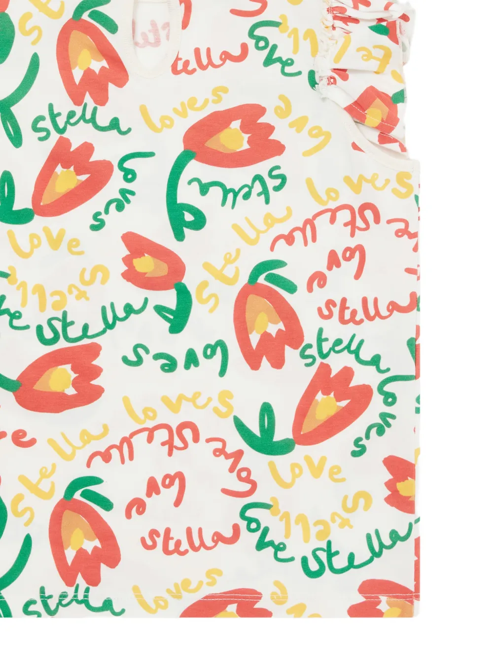 Stella McCartney Kids T-shirt met bloemenprint en ruches Wit