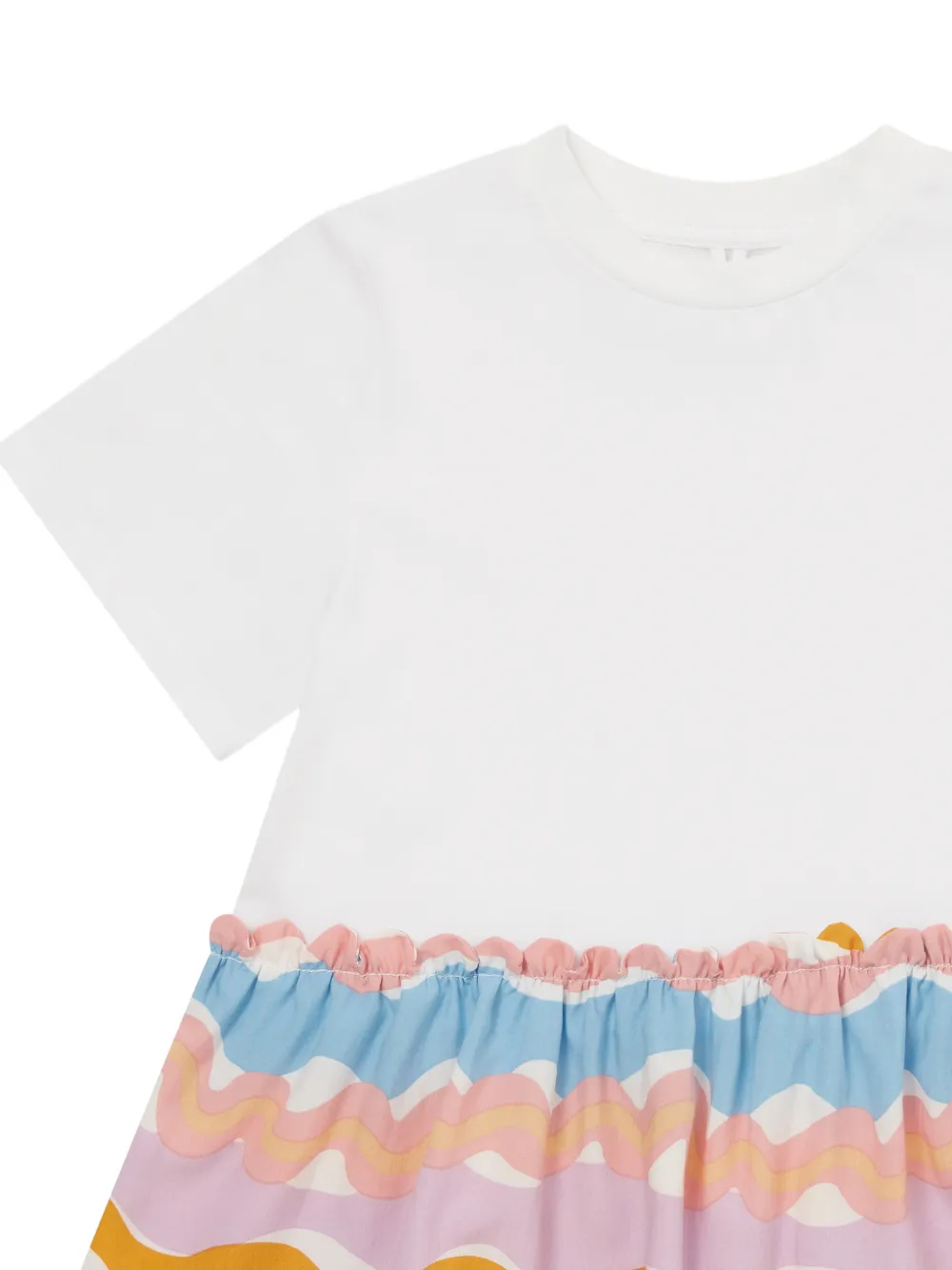 Stella McCartney Kids T-shirtjurk met golven-print en ruches bij de zoom Wit