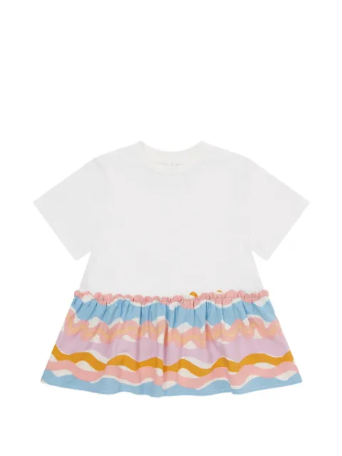 Stella McCartney Kids Abito T-shirt con stampa a onde e orlo con volant
