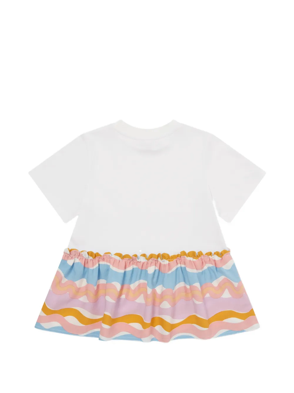 Stella McCartney Kids T-shirtjurk met golven-print en ruches bij de zoom Wit