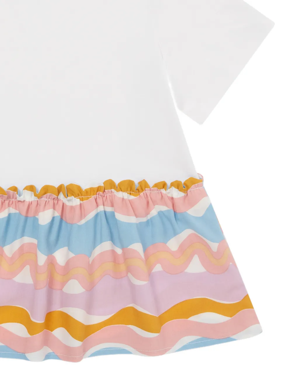 Stella McCartney Kids T-shirtjurk met golven-print en ruches bij de zoom Wit