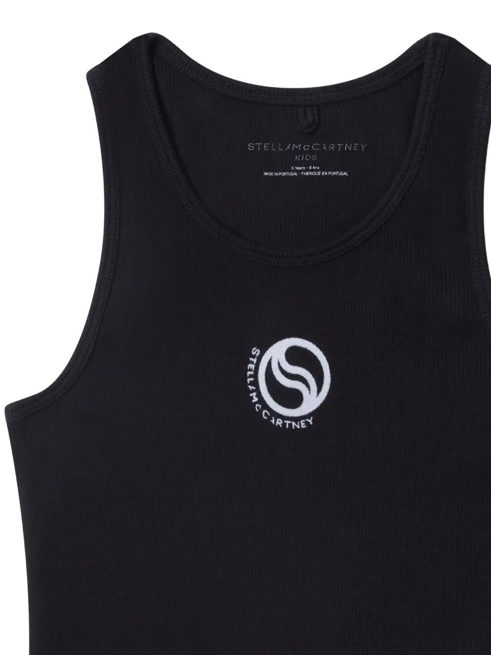 Stella McCartney Kids Geribbelde jurk met geborduurd logo Zwart