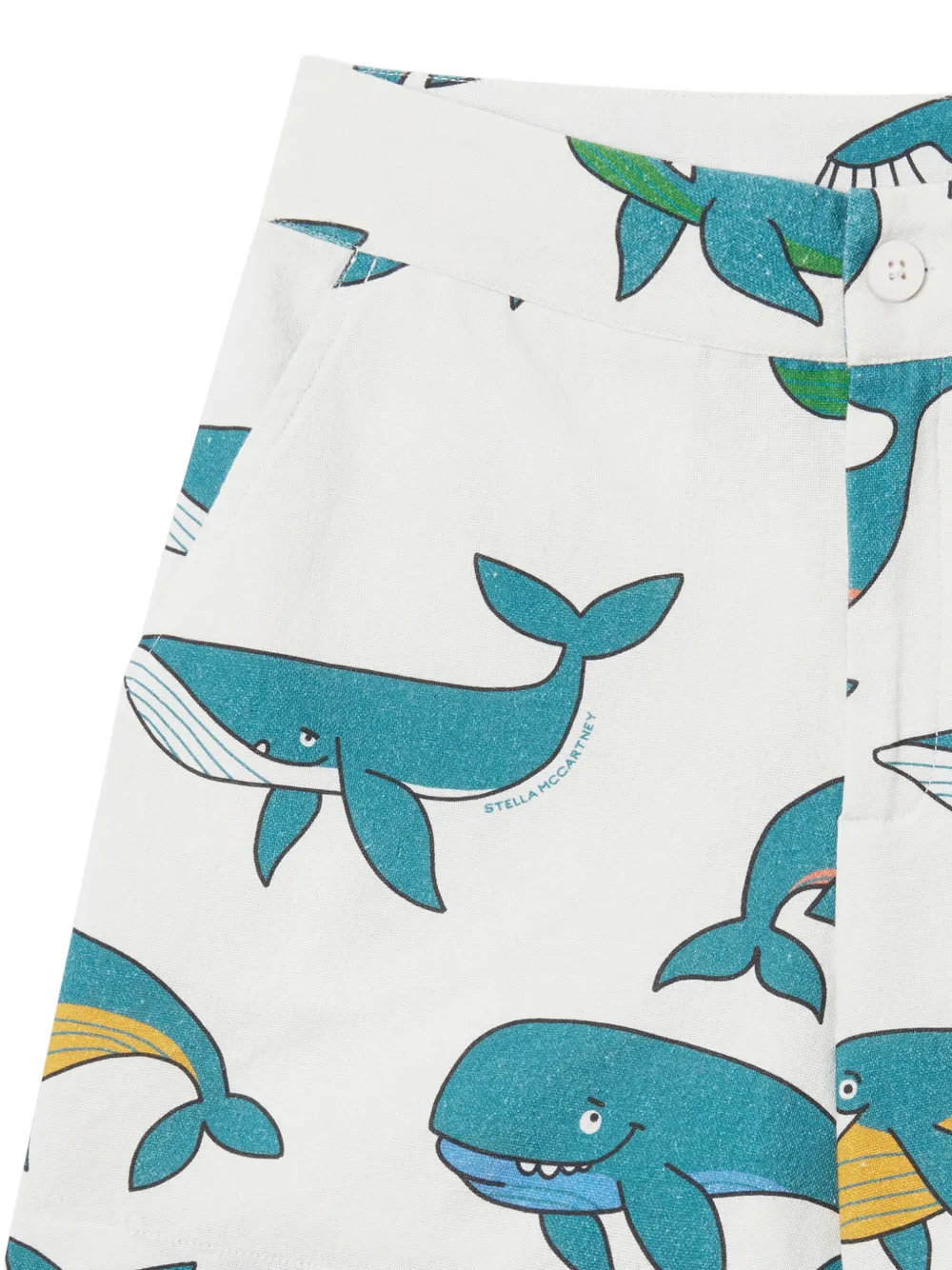 Stella McCartney Kids Katoenen shorts met walvis-print Wit