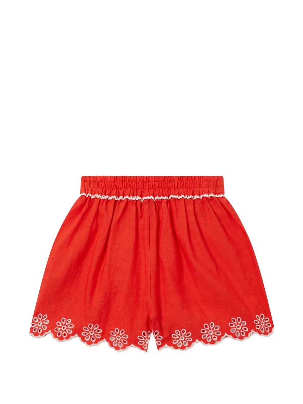 Stella McCartney Kids Broderie anglaise shorts met gewelfde afwerking Rood
