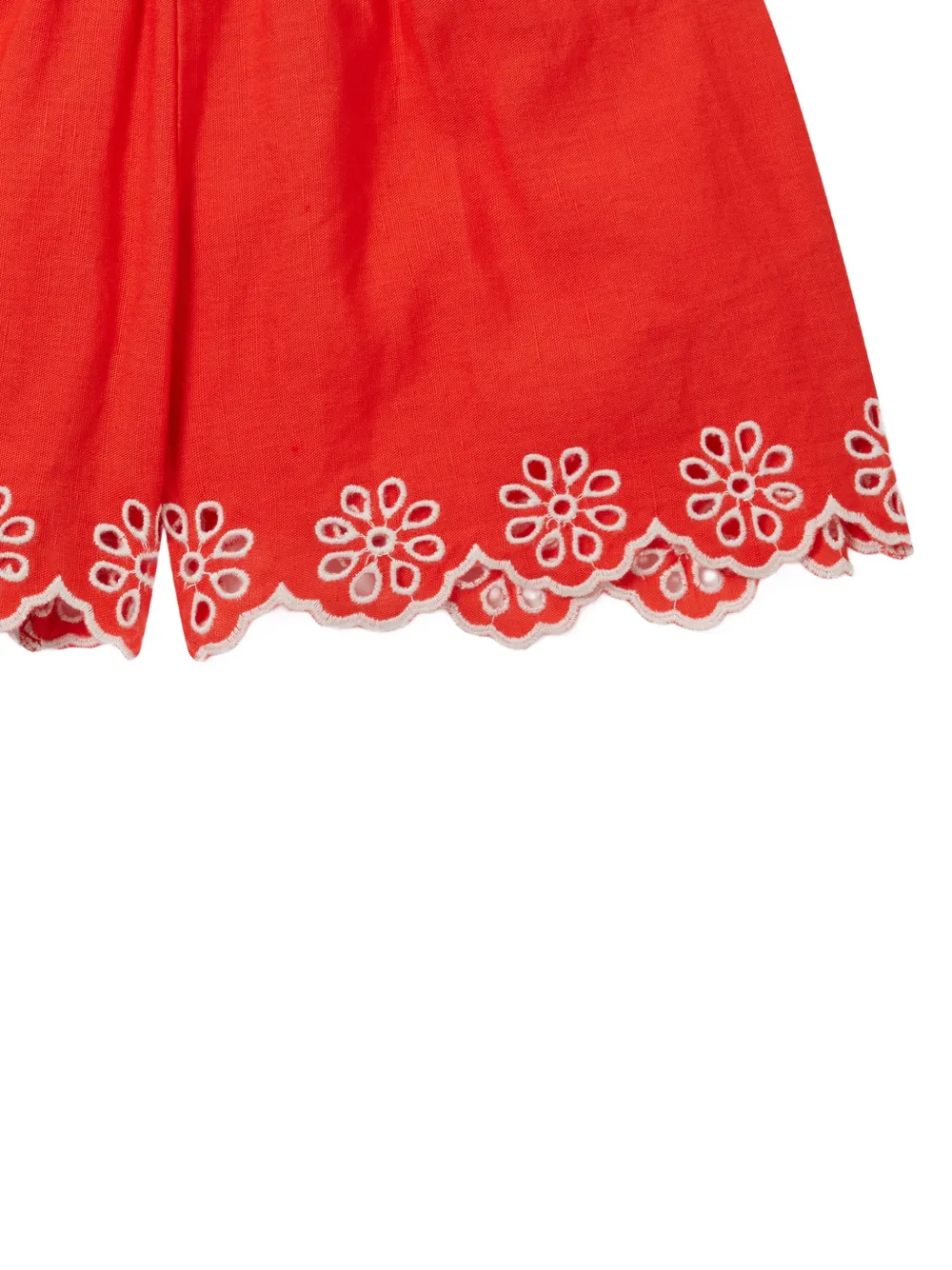 Stella McCartney Kids Broderie anglaise shorts met gewelfde afwerking Rood