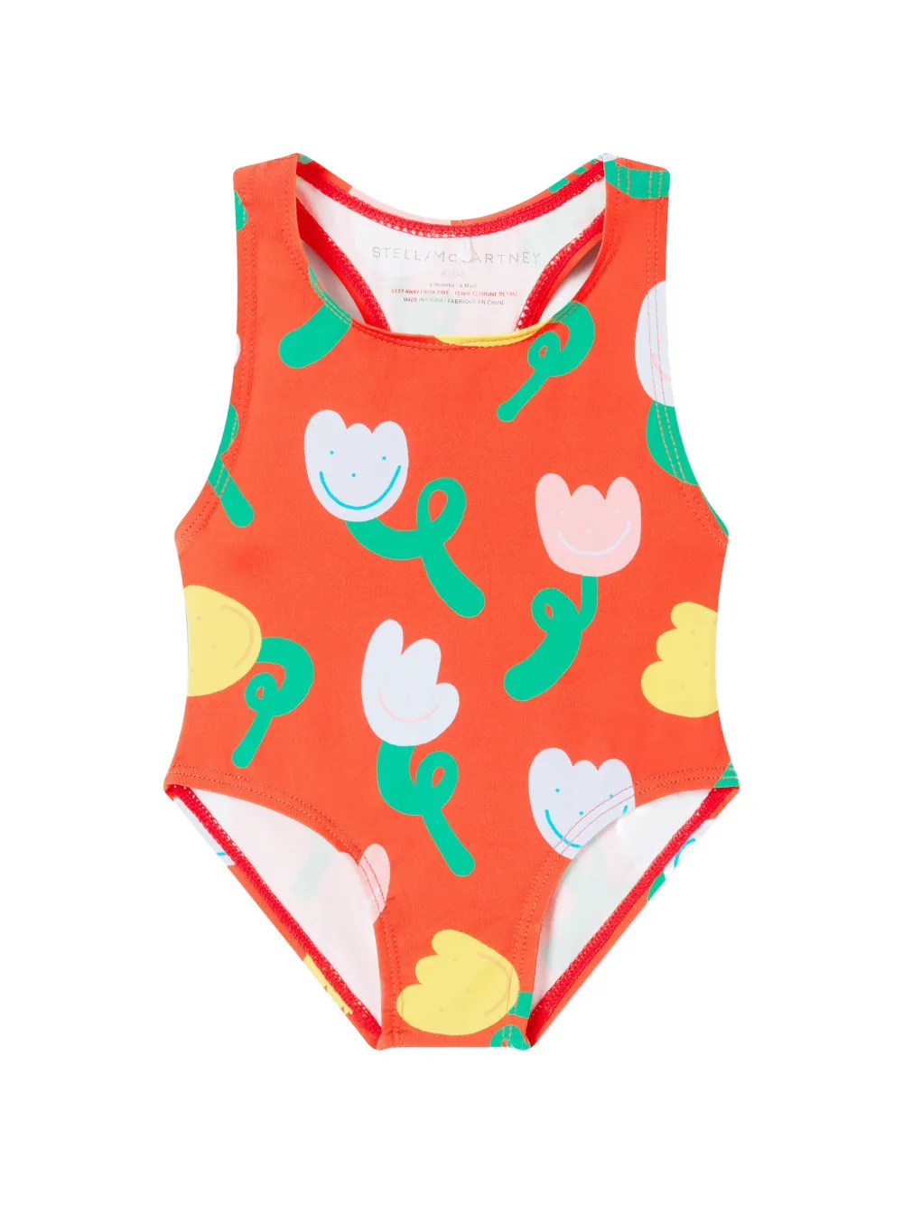 Stella McCartney Kids flower-print swimsuit - Arancione