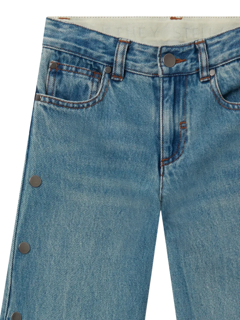 Stella McCartney Kids Jeans met drukknoop aan de zijkant Blauw