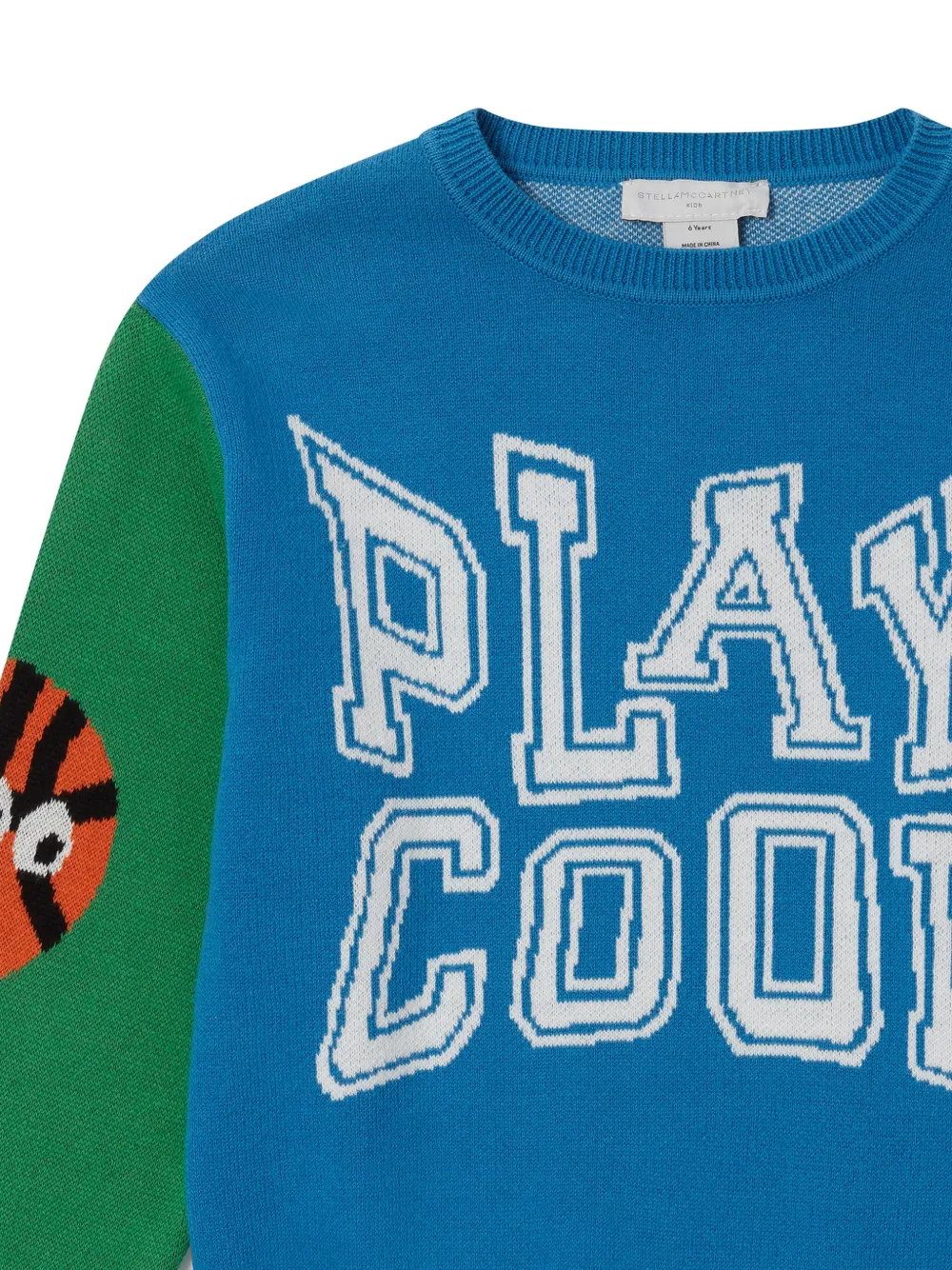Stella McCartney Kids Gebreide trui met intarsia en colourblocking Blauw