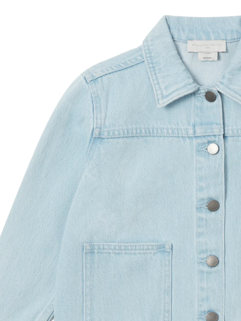 Stella McCartney Kids Spijkerjack met opgestikte zak en borduurwerk Blauw