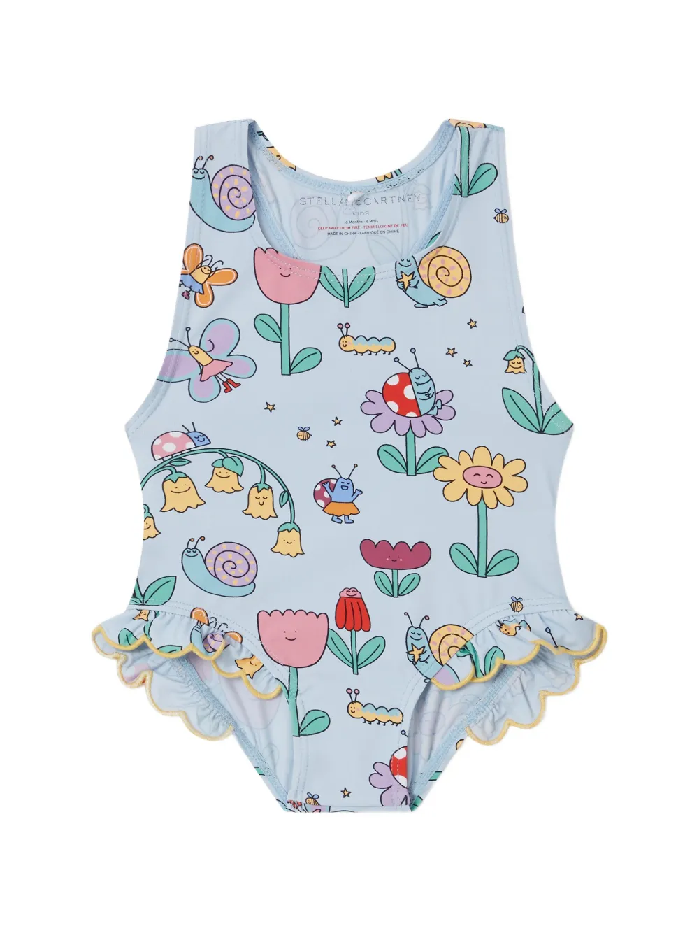 Stella McCartney Kids ruffled floral-print swimsuit - Blu