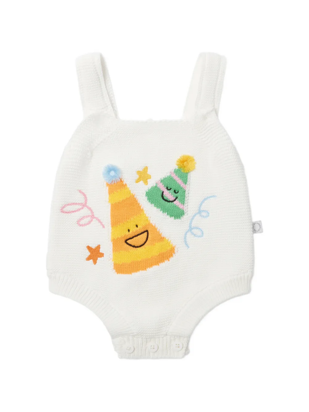 Stella McCartney Kids intarsia-knit embroidered romper - Bianco