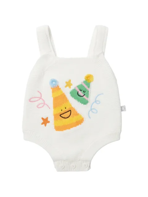 Stella McCartney Kids intarsia-knit embroidered romper