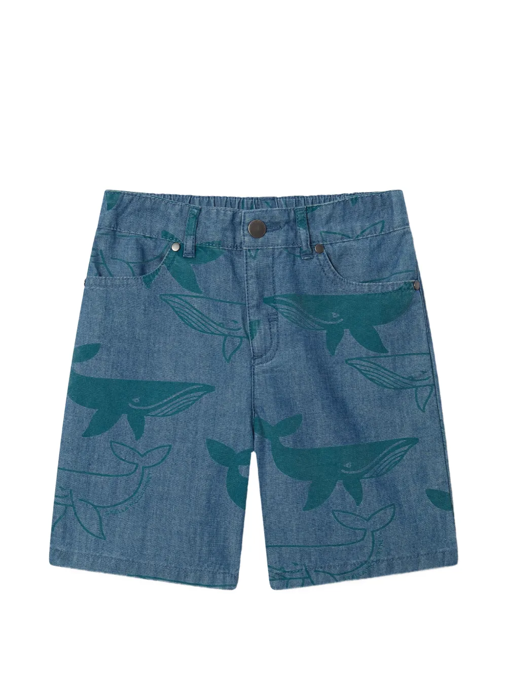 Stella McCartney Kids whale-print cotton shorts - Blu
