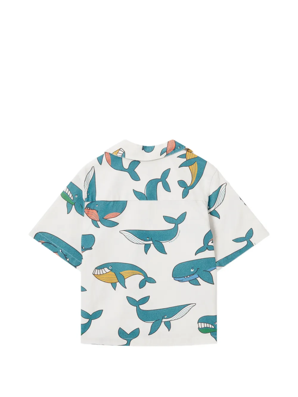 Stella McCartney Kids Shirt met walvis-print en korte mouwen Wit
