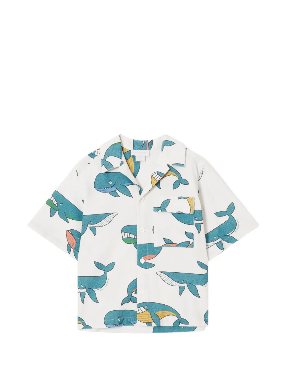 Stella McCartney Kids whale-print short-sleeve shirt - Bianco
