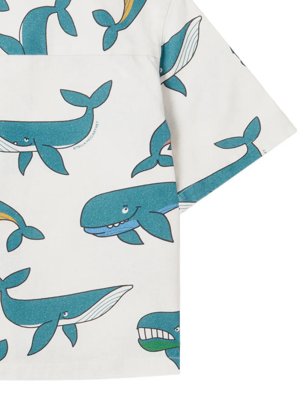 Stella McCartney Kids Shirt met walvis-print en korte mouwen Wit