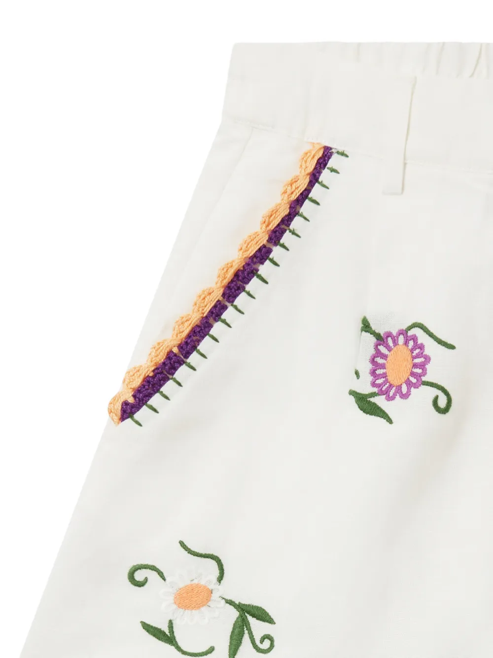 Stella McCartney Kids Shorts met geborduurde bloemen en gehaakte afwerking Wit