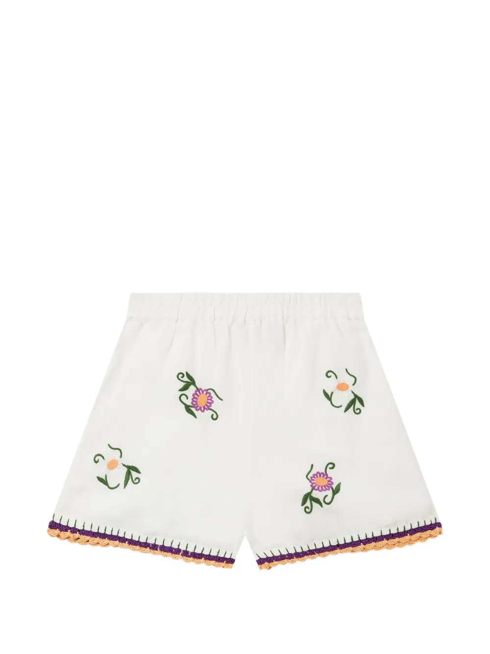 Stella McCartney Kids Shorts met geborduurde bloemen en gehaakte afwerking Wit