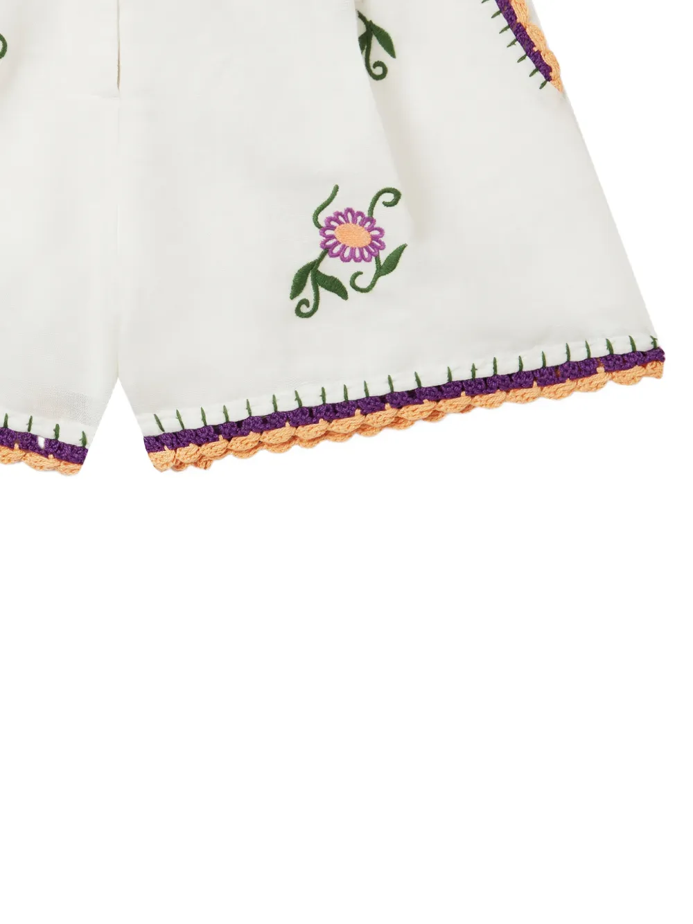 Stella McCartney Kids Shorts met geborduurde bloemen en gehaakte afwerking Wit