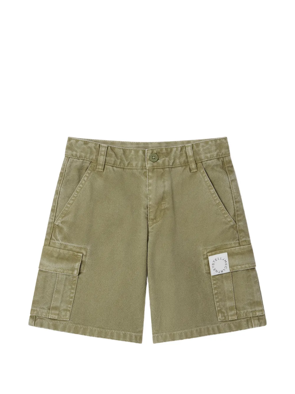 Stella McCartney Kids logo-patch cargo shorts - Verde