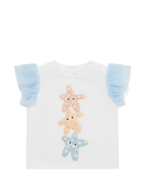Stella McCartney Kids starfish-print ruffled T-shirt