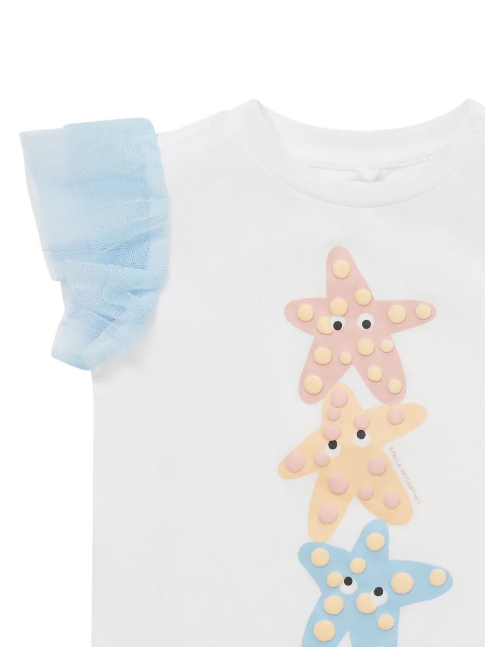 Stella McCartney Kids T-shirt met zeester-print en ruches Wit