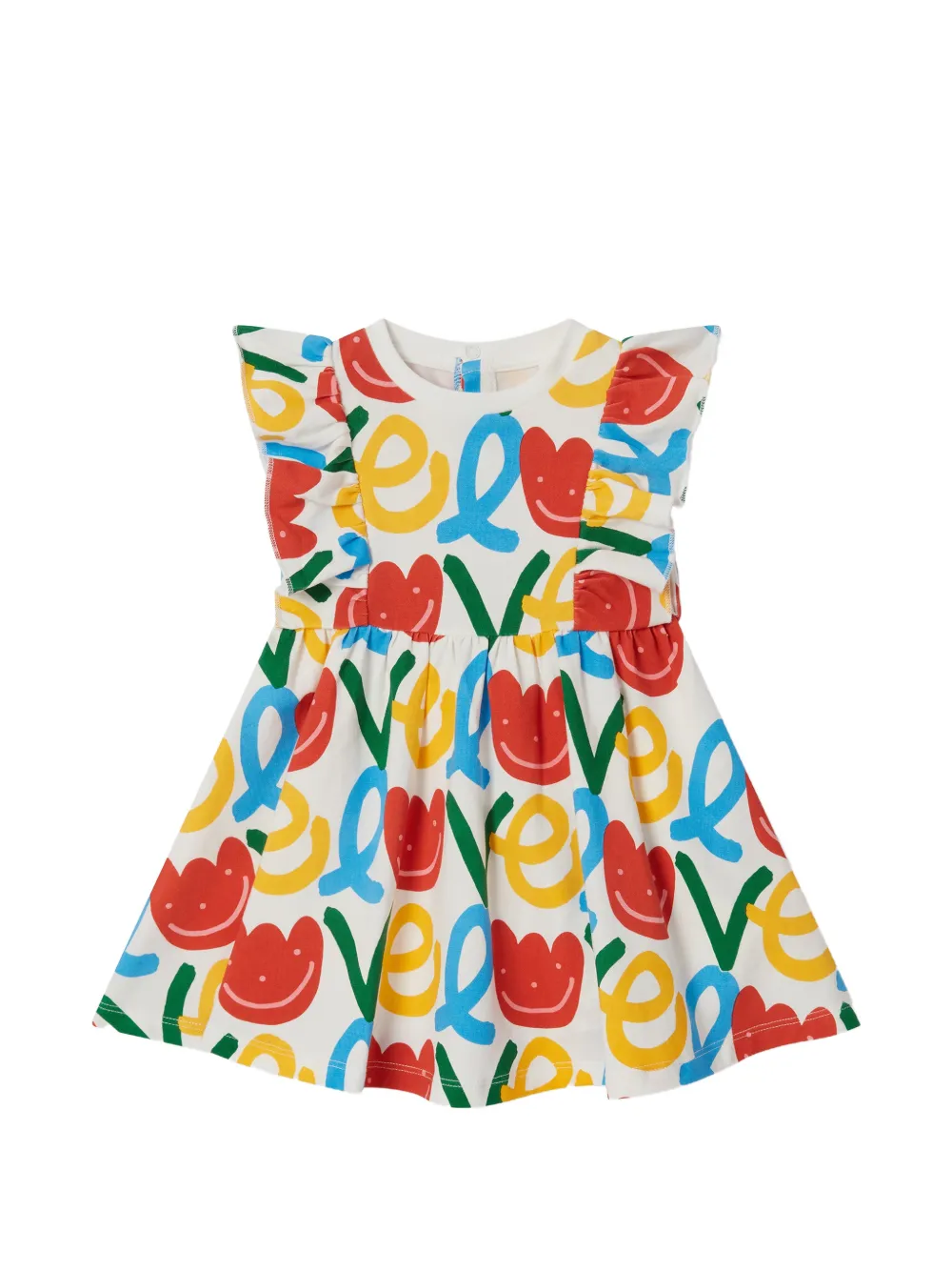 Stella McCartney Kids ruffled graphic-print dress - Bianco