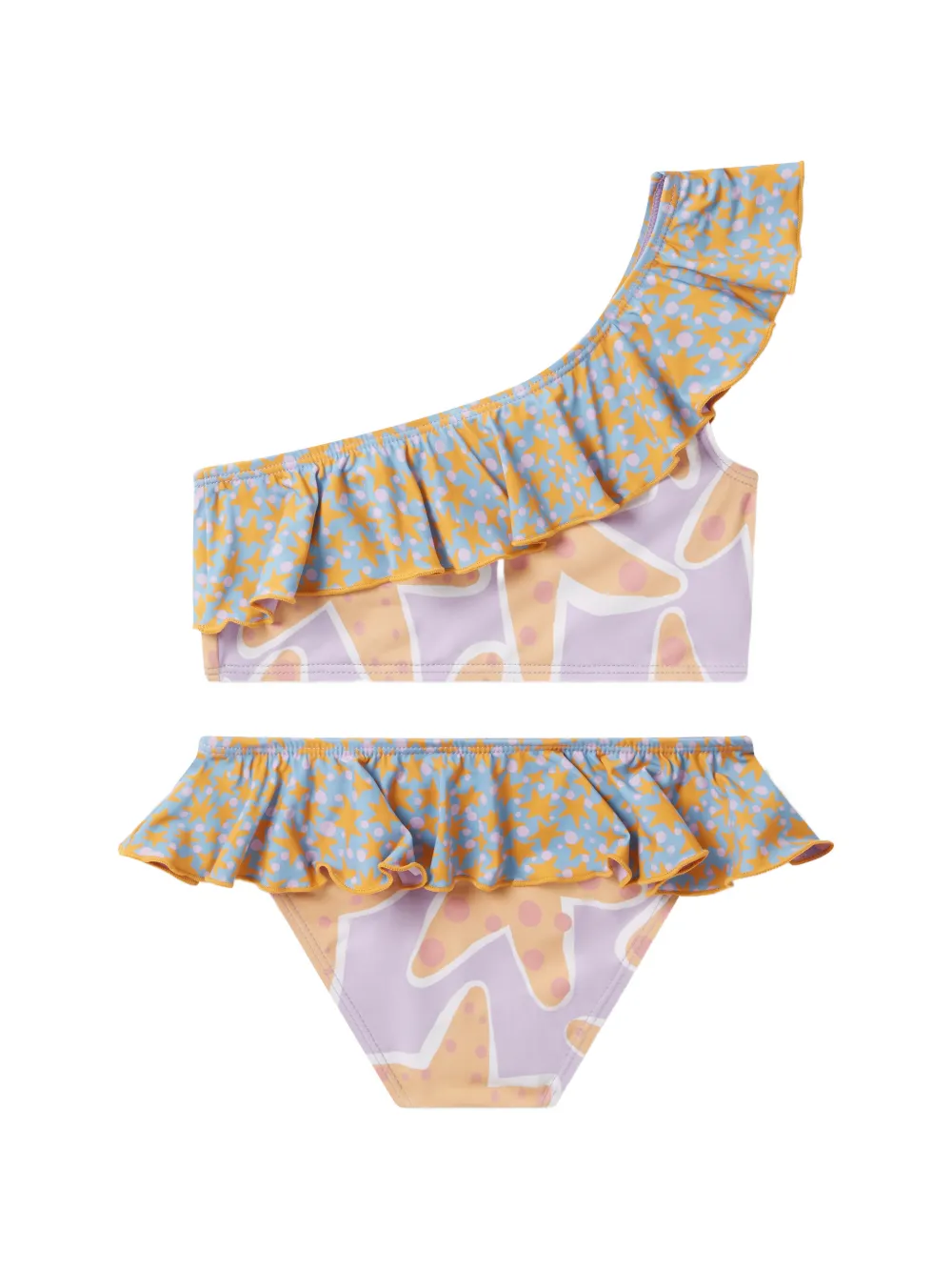 Stella McCartney Kids Bikini met zeester-print en ruches Paars