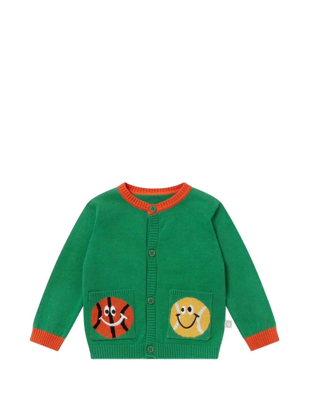Stella McCartney Kids smiley basketball-patch cardigan - Verde